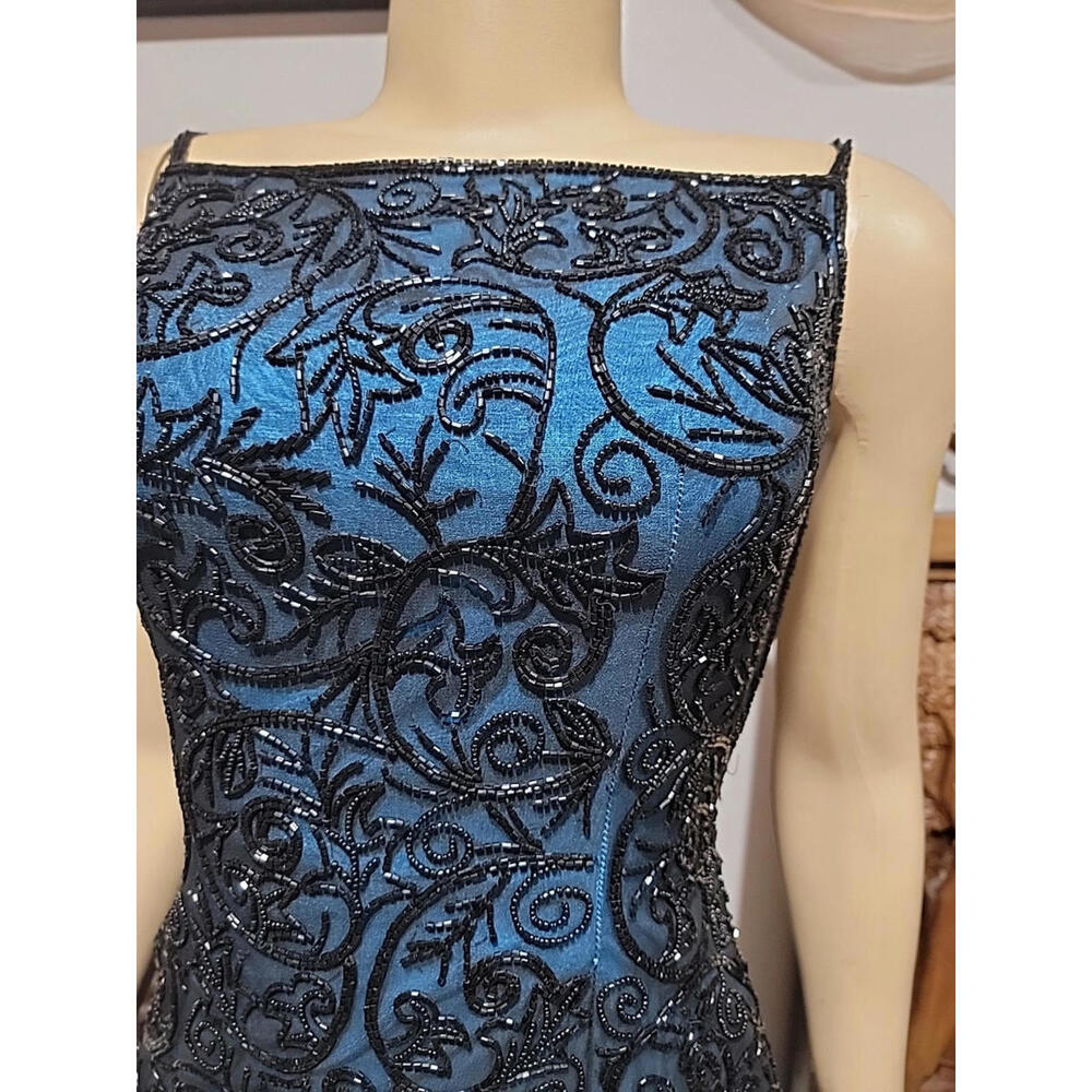 Cache Collection 100% Silk Size S Artsy Sophisticated Dress Backless Beaded #C3 - Picture 3 of 12